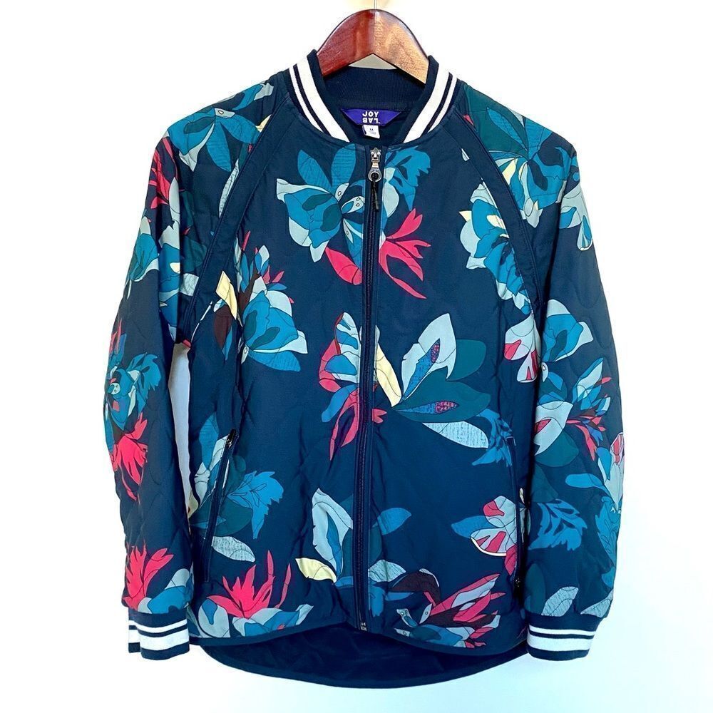 Joy Lab Bright Floral Quilted Bomber Athletic Jacket, Size M